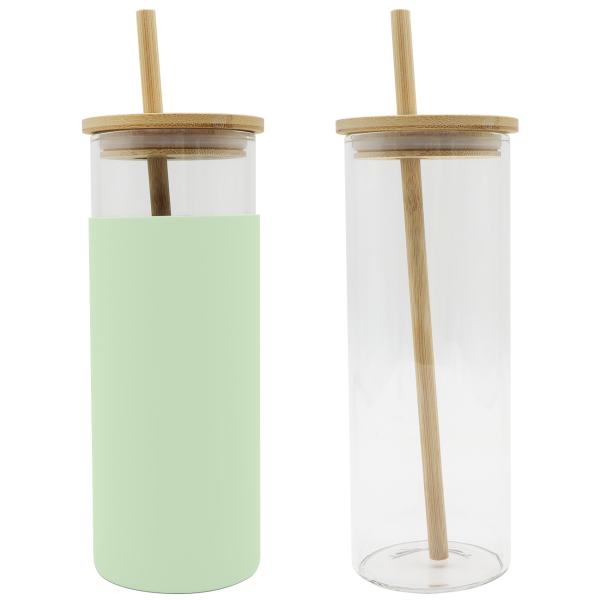 PEG-1006 500ML Glass Bottle With Bamboo Straw